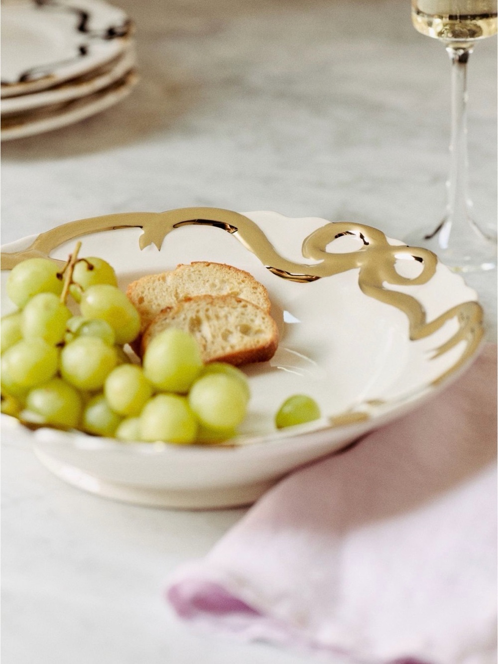 Anthropologie Cream & Gold Bow bowls - Brand New